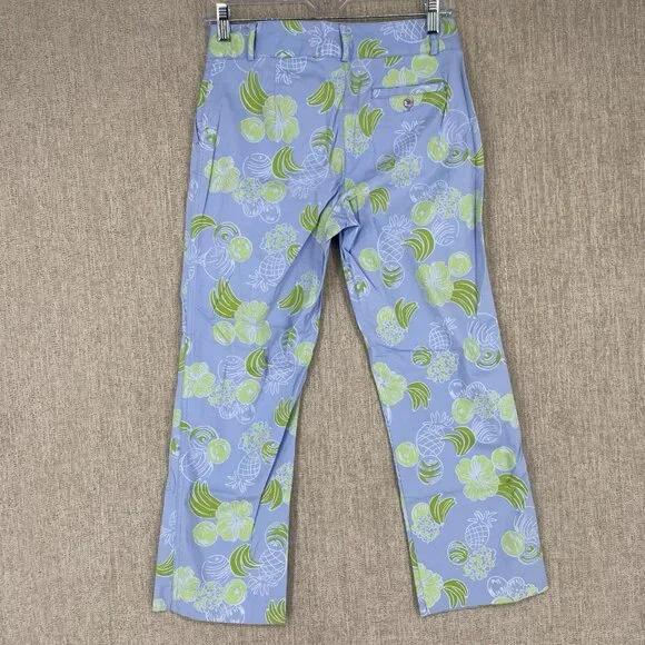 VTG Lilly Pulitzer Pants 2 Purple Fruit Capri Crop Chino Floral Wide Leg - Picture 2 of 12